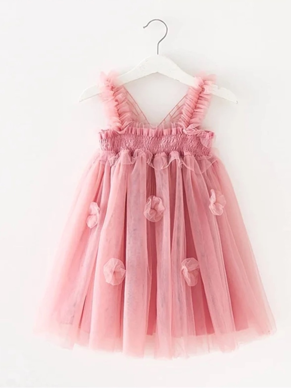 Pink Tulle Flower Party Dress for Toddler Girl